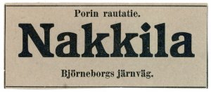 (I.B) Finland Railways : Parcel Label (Nakkila)