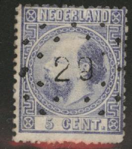 Netherlands Scott 7e used 1867 stamp perf 13.25x14