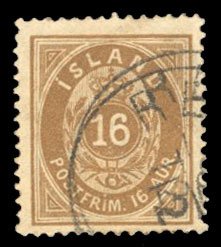 Iceland #12 Cat$65, 1876 16a brown, used