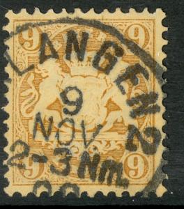 GERMAN STATES / BAVARIA 1870-72 9kr Pale Brown Sc 27 VFU
