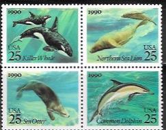 US #2508-11 MNH Block. Creatures of the Sea