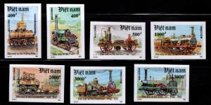 United Viet Nam Scott 2267-2273 Unused Imperforate Train locomotive set