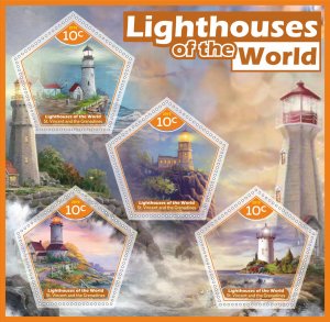 Stamps. Lighthouses  2019 year 1+1 sheets perforated