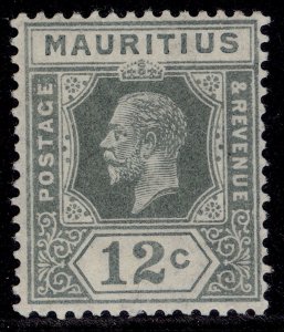 MAURITIUS GV SG198, 12c greyish slate, LH MINT.