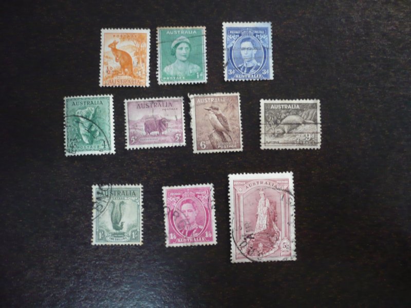 Stamps - Australia - Scott# 166-167,170-177 - Used Part Set of 10 Stamps