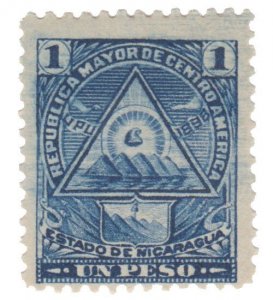 STAMP FROM NICARAGUA YEAR 1898. SCOTT # 107. M/H. CV: $16.00