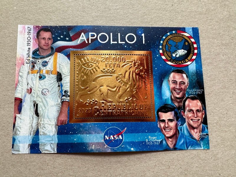 Space Apollo 1  2023 year 6 blocks Foil. Bronze perforated  NEW MNH**