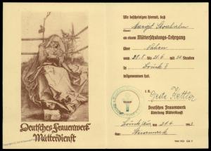 3rd Reich Germany Austria 1943 Deutsches Frauenwerk Frauenschaft Mutterdie 90783