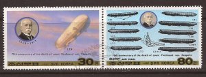 1987 North Korea - Sc 2662a - CTO used VF - pair - Zeppelin