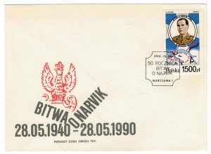 Poland 1990 FDC Stamps Scott 2968 Second World War II Battle of Narvik Norway