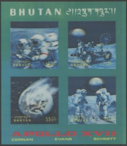 BHUTAN Sc#151f-g 1972 Complete Set TWO 3-D S/S of 4 DIFF each Apollo 17