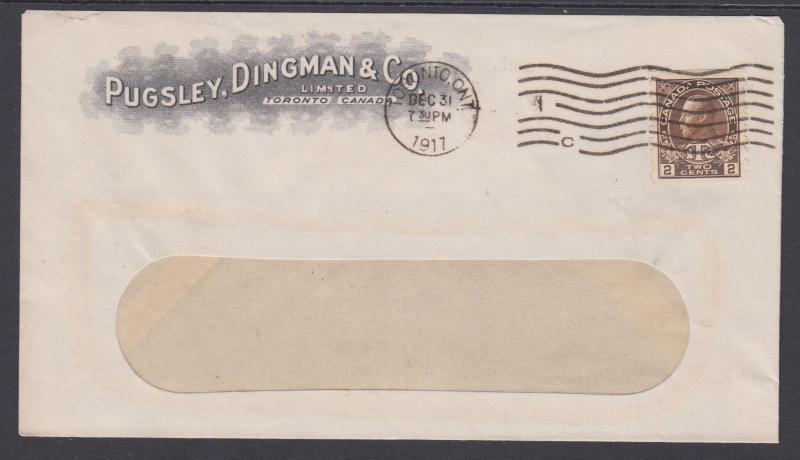 Canada Sc MR7 on 1917 Pugsley, Dingman & Co. Advertising Cover