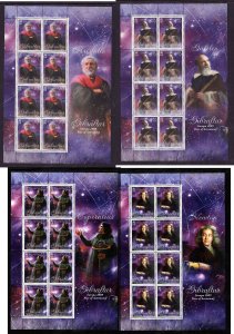 Gibraltar-Sc#1198-1201-four unused NH sheets-Europa-Astronomy-Newton-Copernicus-