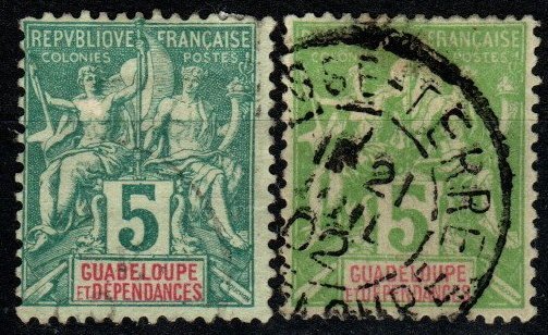 Guadeloupe #30-1 F-VF Used  CV $3.10  (X1684)