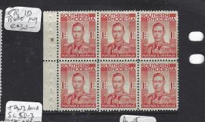 SOUTHERN RHODESIA  (PP0208B) KGVI 1D BKLT PANE OF 6  MOG