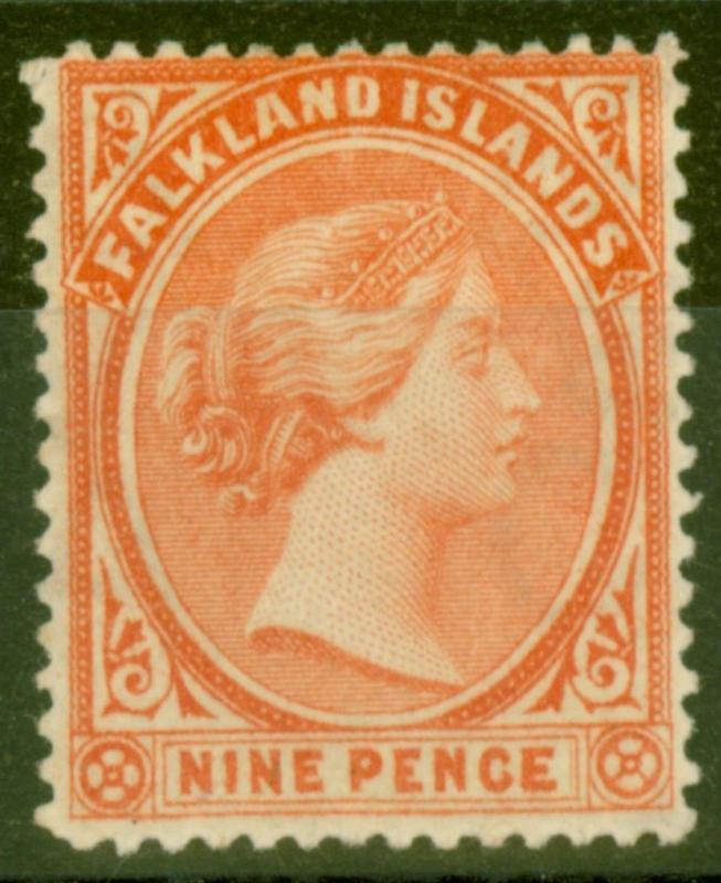 Falkland Islands 1895 9d Pale Reddish-Orange SG35 Fine & Fresh Lightly Mtd Mint 