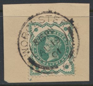 GB SG 213 on piece Worcester AU 19 01 cancel  - SC# 125   see scan