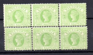Victoria State 1890-99 Three Halfpence big Perf error mint LHM WS29142