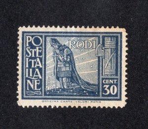 Rhodes 1932 30c dull blue Crusader, Scott 59 MNG, value = $1.60