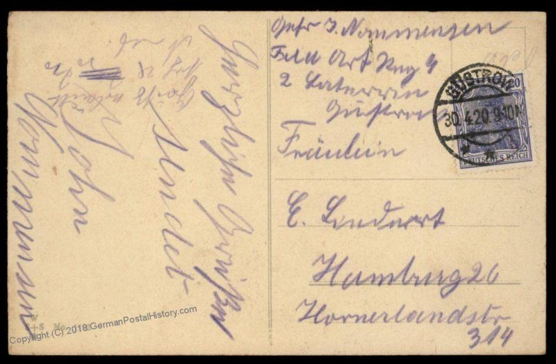 German 1920 Freikorps Grenzschutz Ost Guestrow Feld Art Reg Feldpost Cover 87461