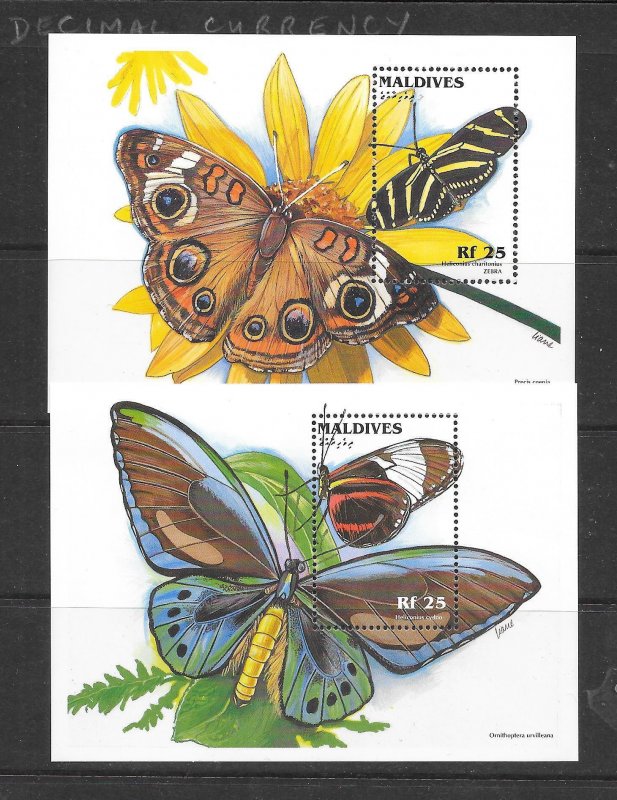 MALDIVES #2173-4 BUTTERFLIES S/S MNH