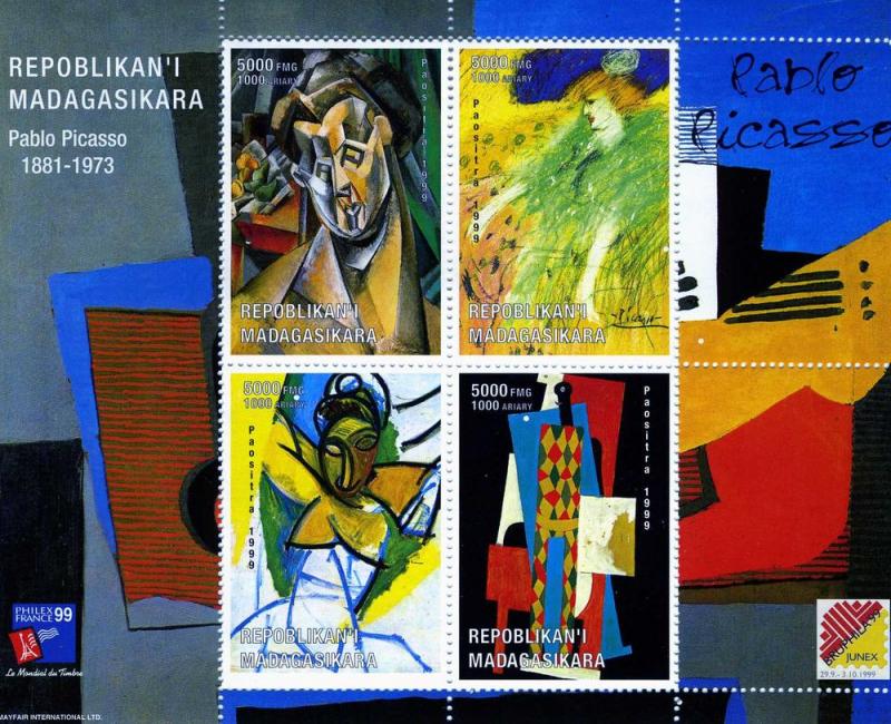 Malagasy 1999 Pablo PICASSO PAINTINGS Sheet (4) Perforated Mint (NH)