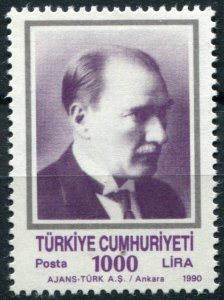 Turkey Sc#2486 MNH, 1000L gray & rose vio, Ataturk 1v (1990)