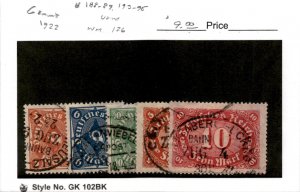 Germany, Postage Stamp, #188-189, 193-195 Used, 1922 (AL)