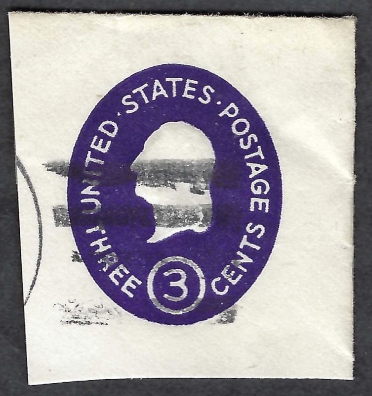 United States #U534 3¢ Washington (1950). Dark violet. Die 4. Cut square. Used.