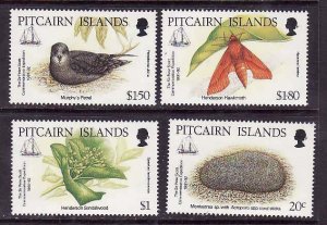 Pitcairn-Sc#371-4- id12- unused NH set-Birds-Insects-Ships-1992-please note that