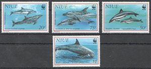 Ft124 1993 Niue Wwf Dolphins Fish & Marine Life #822-25 Michel 16 Euro 1Set Mnh