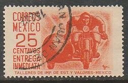 MEXICO E14, 25¢ 1950 SPEC DELIVERY Def 2nd Printing wmk 300. USED. VF. (1472)
