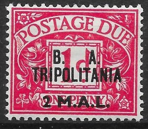 B.O.I.C.-TRIPOLITANIA SGTD7 1950 2L ON 1d CARMINE POSTAGE DUE MTD MINT