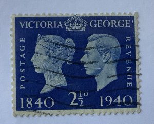 Great Britain 1940  Scott 256  used - 2.1/2p, Queen Victoria and King George VI