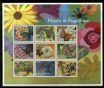 Congo Zaire 2001 Flower & Butterfly Tree Plant Insect Sc 1608 Sheetlet MNH #1914