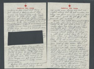 1945 WW2 Soldiers Mail W/6 Page Letter On Red Cross Stationery