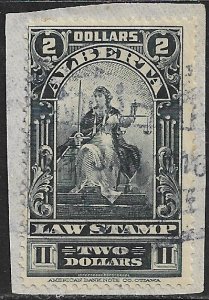 CANADA REVENUES ALBERTA 1910-30 $2.00 LAW STAMP VDM. AL34 VFU on Piece