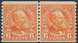 US  723   1932   6 cents  fine mint line pair - hnged