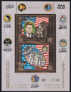 Cambodia # C45a, John F. Kennedy, Apollo 11, Gold Foil Sheet, perf, NH, 1/2 .