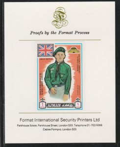 AJMAN 1971 WORLD SCOUTS - GREAT BRITAIN  imperf on FORMAT INT PROOF CARD