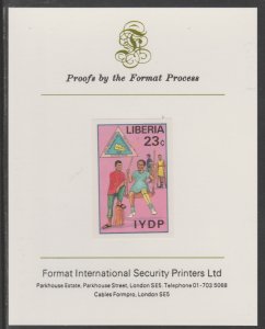 LIBERIA 1982 DISABLED YEAR  imperf proof mounted on Format Int Proof Card