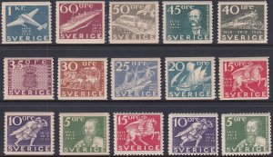Sc# 248 / 262 Sweden 300th Anniv of Swedish Postal Serv 1936 MNH CV $300.Stk #2