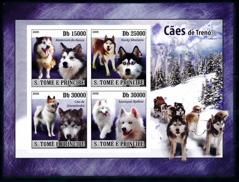 [96737] Sao Tome & Principe 2008 Pets Dog Sled Husky Imperf. Sheet MNH