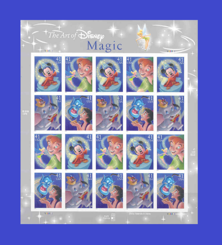 $3 Below Face        4192-95 Disney, MAGIC, MNH Sheet of 20 