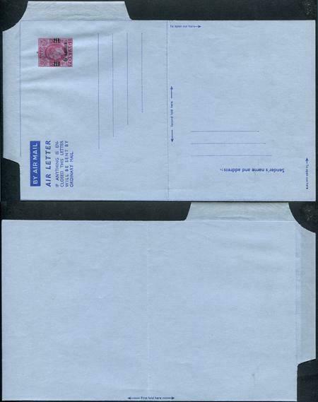 KGVI 6d Air Mail letter Sheet opt 6 annas mint