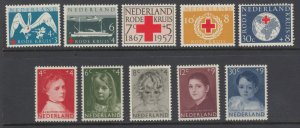 Netherlands Sc B311-B320 MLH. 1957 Red Cross & Girls' Portraits, 2 cplt sets
