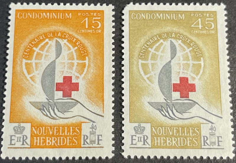 NEW HEBRIDES(FRENCH) # 110-111-MINT NEVER/HINGED---COMPLETE SET----1963(LOT95A)