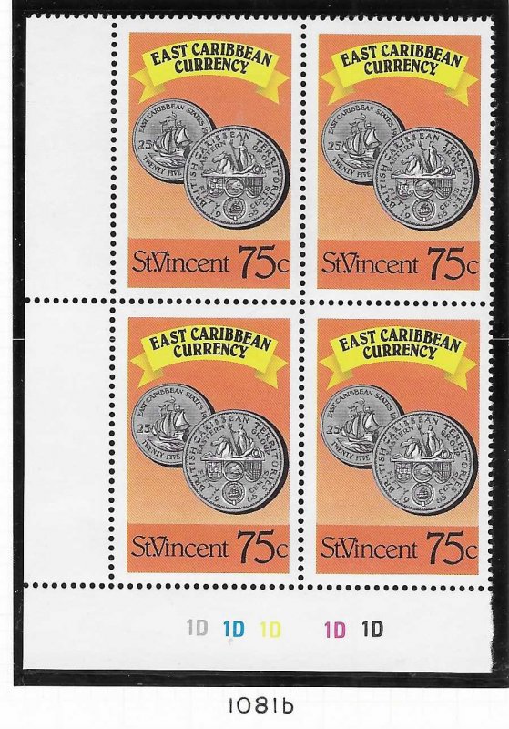 St.Vincent  #1081b  East Caribbean Currency Block of 4 (MNH) CV $2.20