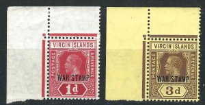 British Virgin Islands MR1-2 SG 78c, 79a MLH VF 1916-17 SCV $7.55