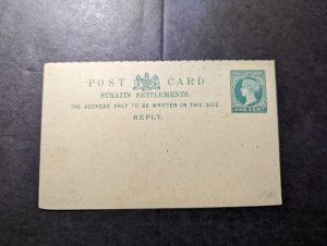 Mint Straits Settlements Postal Stationery Postcard One Cent Denomination